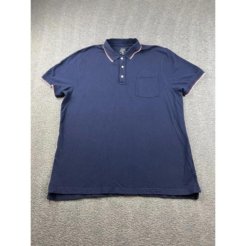 J.Crew Men's Stretch Pique Polo Shirt‎ XL Navy Blue